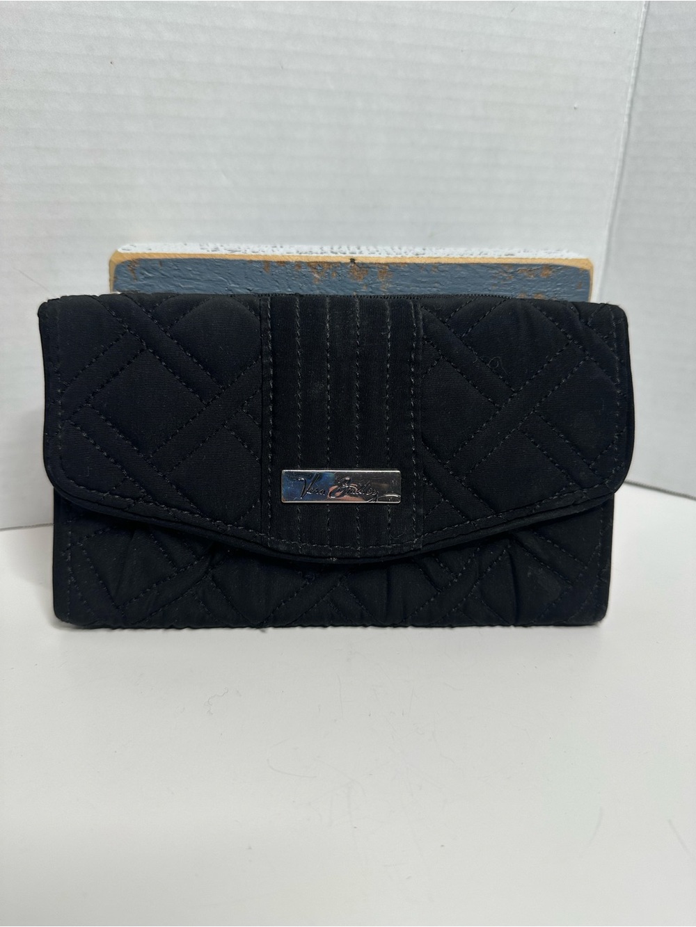 Vera Bradley Black Quilted Flap Wallet